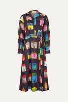 Dresses - Stine Goya - Longsleeve Workwear Dress in Refugios - Archery Close