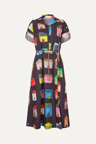 Dresses - Stine Goya - Longsleeve Workwear Dress in Refugios - Archery Close