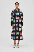 Dresses - Stine Goya - Longsleeve Workwear Dress in Refugios - Archery Close