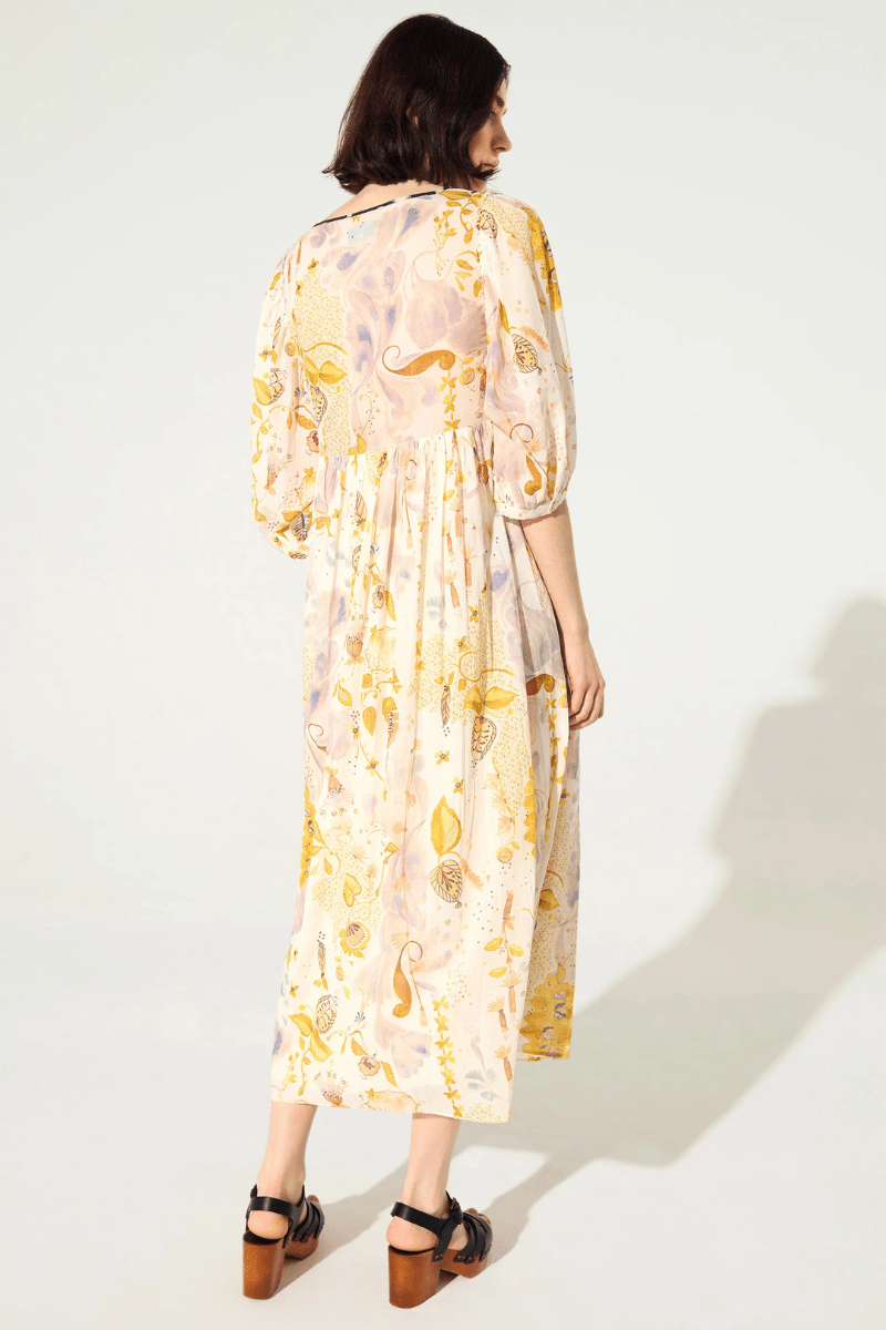Dresses - Cotelac - Loose Fitting Printed Dress - Archery Close