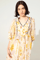 Dresses - Cotelac - Loose Fitting Printed Dress - Archery Close