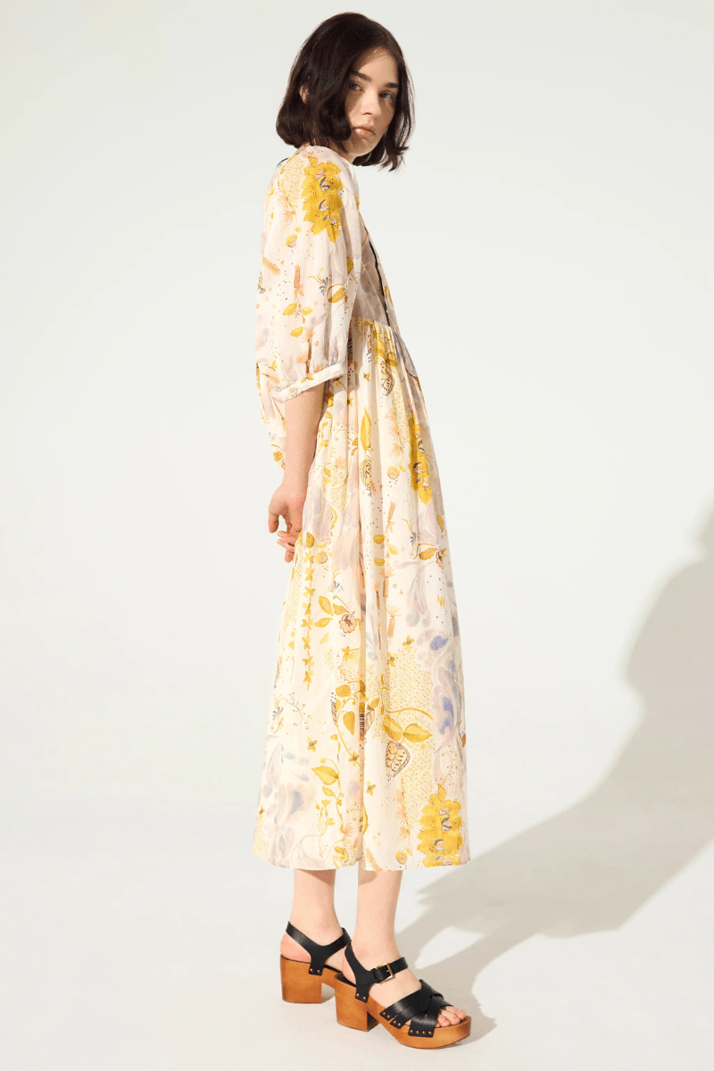 Dresses - Cotelac - Loose Fitting Printed Dress - Archery Close