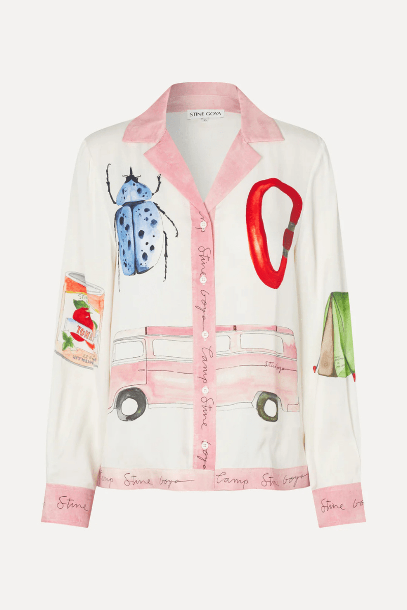 Shirts & Tops - Stine Goya - Loose Long Sleeve Shirt in Camp Print - Archery Close