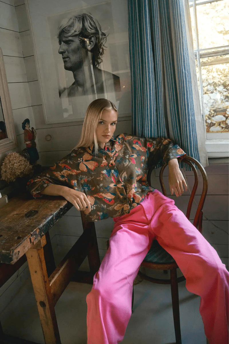 Pants - Hunter Bell - Mabel Pant in Peony - Archery Close