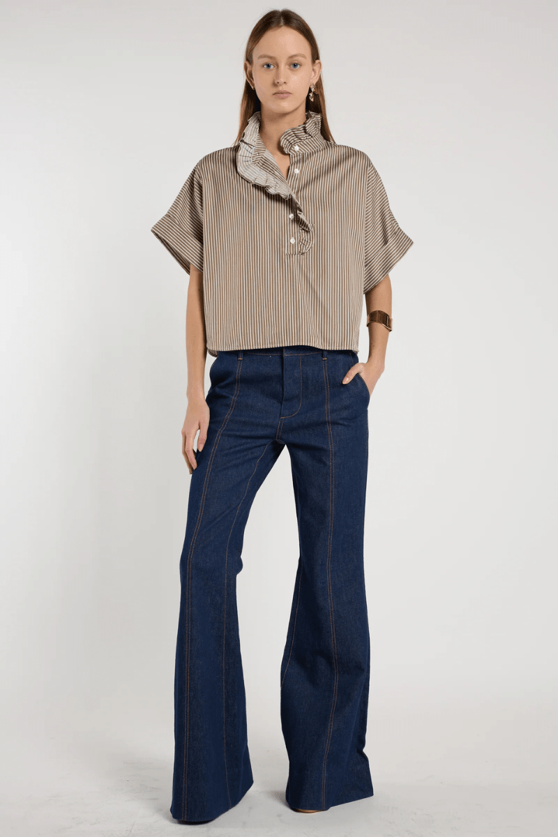 Shirts & Tops - Christy Lynn - Mabel Top in Chocolate Stripe - Archery Close