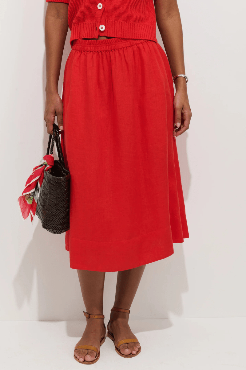 Skirts - Alex Mill - Maddie Skirt in Linen - Chili - Archery Close