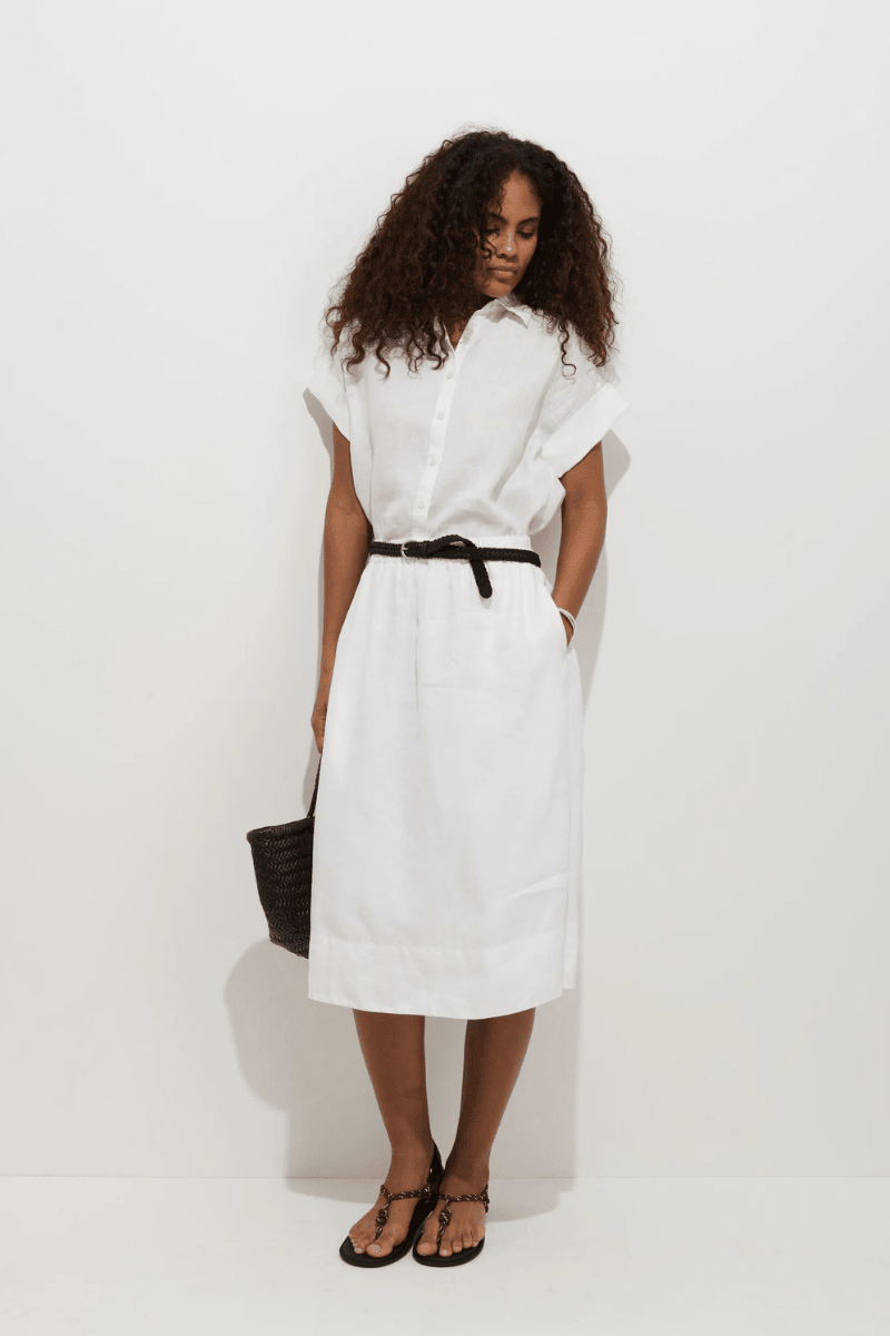 Skirts - Alex Mill - Maddie Skirt in Linen - White - Archery Close