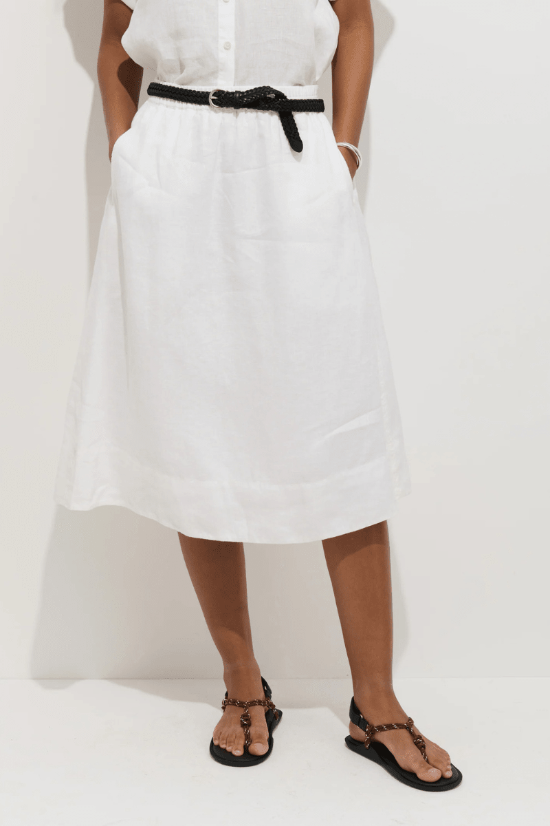Skirts - Alex Mill - Maddie Skirt in Linen - White - Archery Close