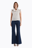 Shirts & Tops - Christy Lynn - Marfa Top in White Black Dot - Archery Close