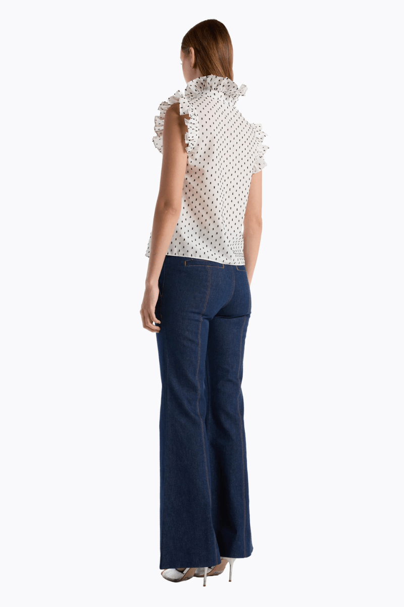 Shirts & Tops - Christy Lynn - Marfa Top in White Black Dot - Archery Close