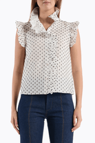 Shirts & Tops - Christy Lynn - Marfa Top in White Black Dot - Archery Close