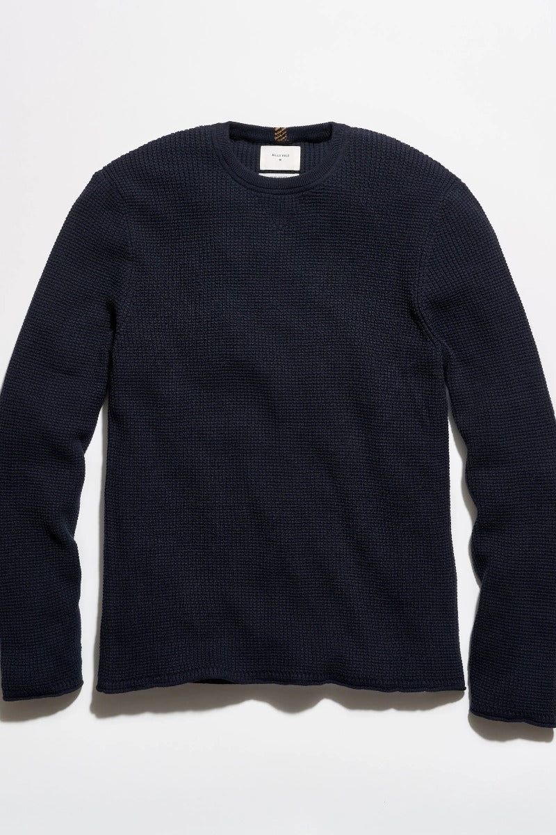 Billy Reid Martin Mini Waffle Crew - Carbon Blue