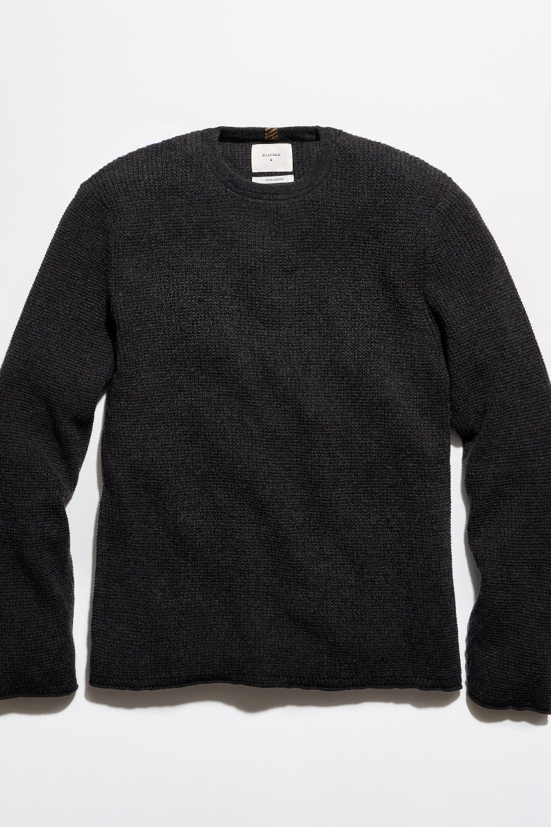 Billy Reid Martin Mini Waffle Crew - Charcoal Heather
