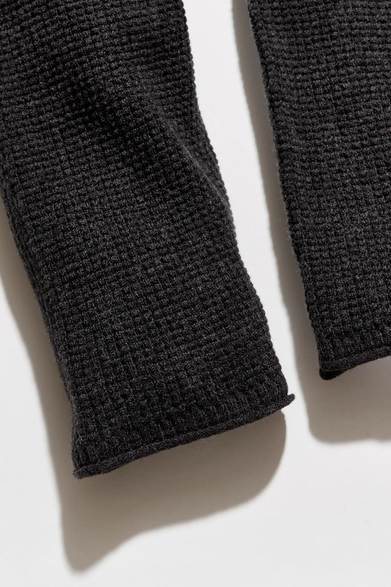 Billy Reid Martin Mini Waffle Crew - Charcoal Heather
