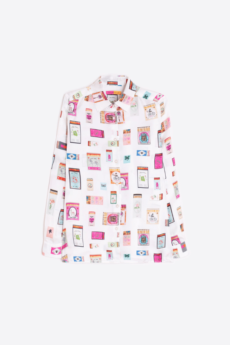 Shirts & Tops - Vilagallo - Matchbox Print White Shirt - Archery Close