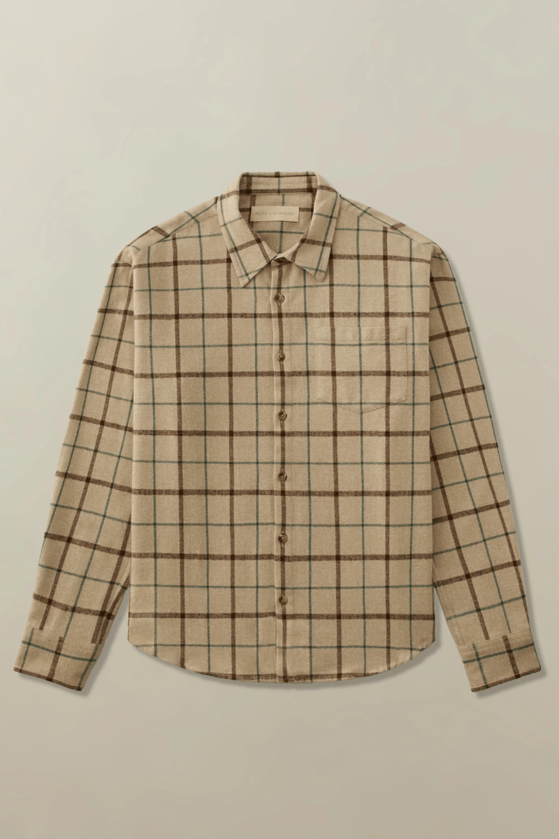 Men's Accord Shirt in Organic Cotton Japanese Flannel | Shirts & Tops | Road to Nowhere Clothing Oat Windowpane / L Men's Accord Shirt in Organic Cotton Japanese Flannel | Shirts & Tops | Road to Nowhere Clothing Oat Windowpane / L