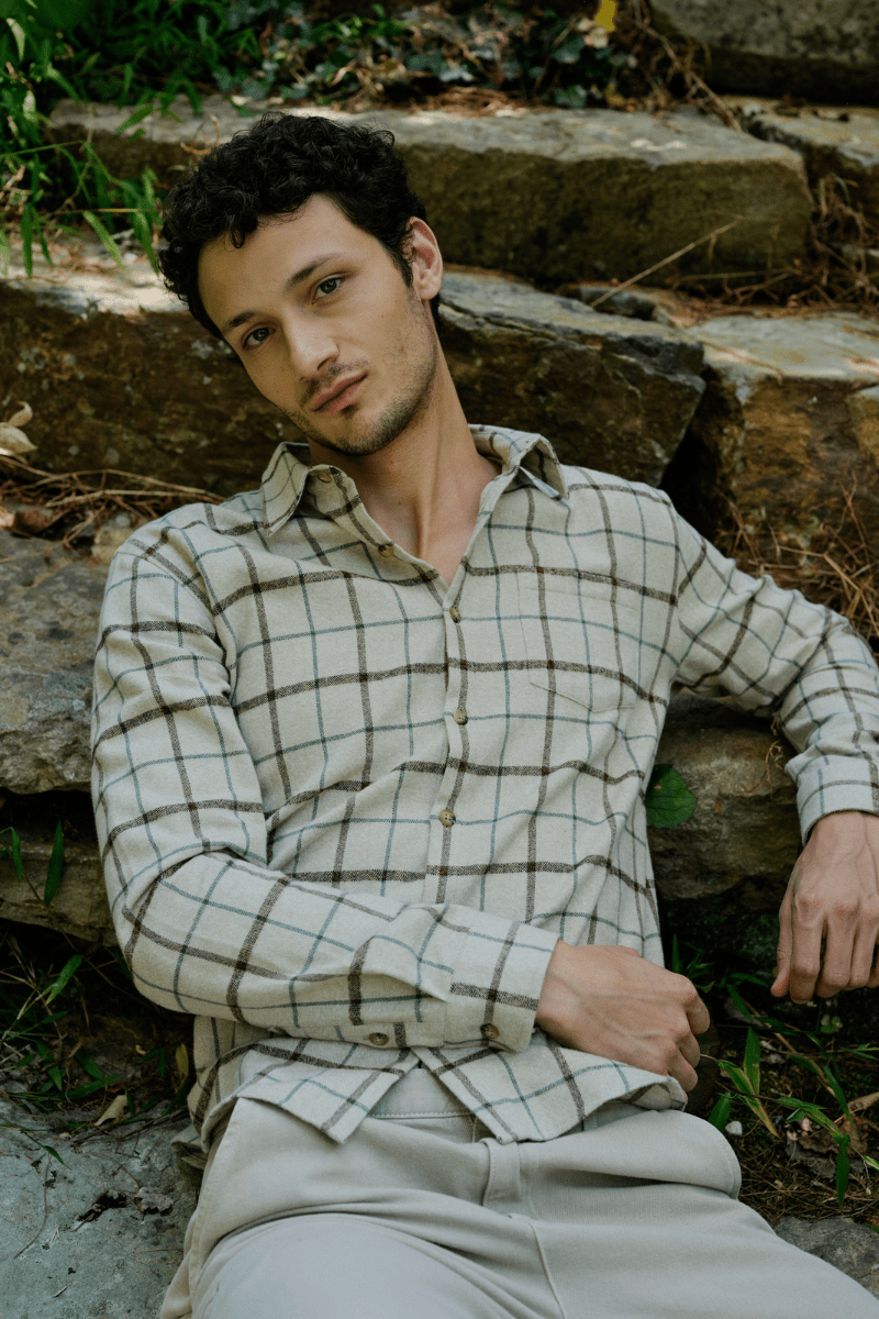Shirts & Tops - Road to Nowhere Clothing - Men's Accord Shirt in Organic Cotton Japanese Flannel - Archery Close