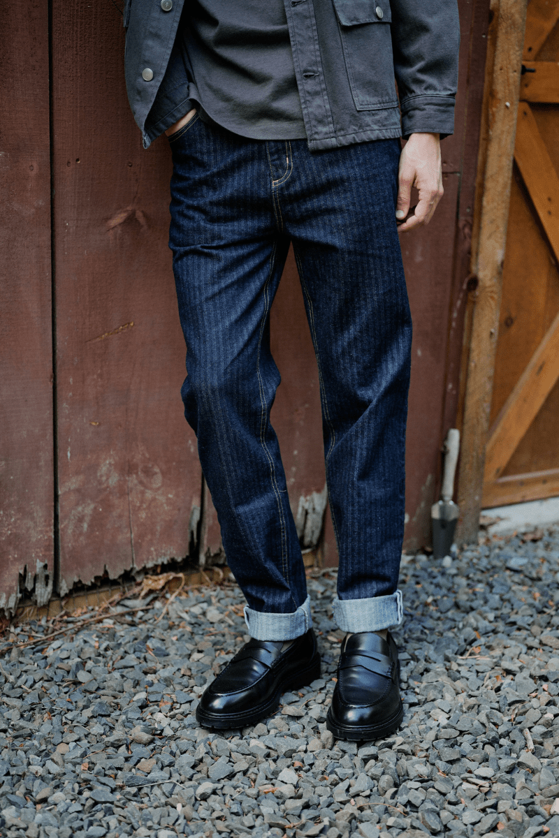 Jeans - Road to Nowhere Clothing - Men's Pilon Jean in Japanese Herringbone Selvedge - Archery Close