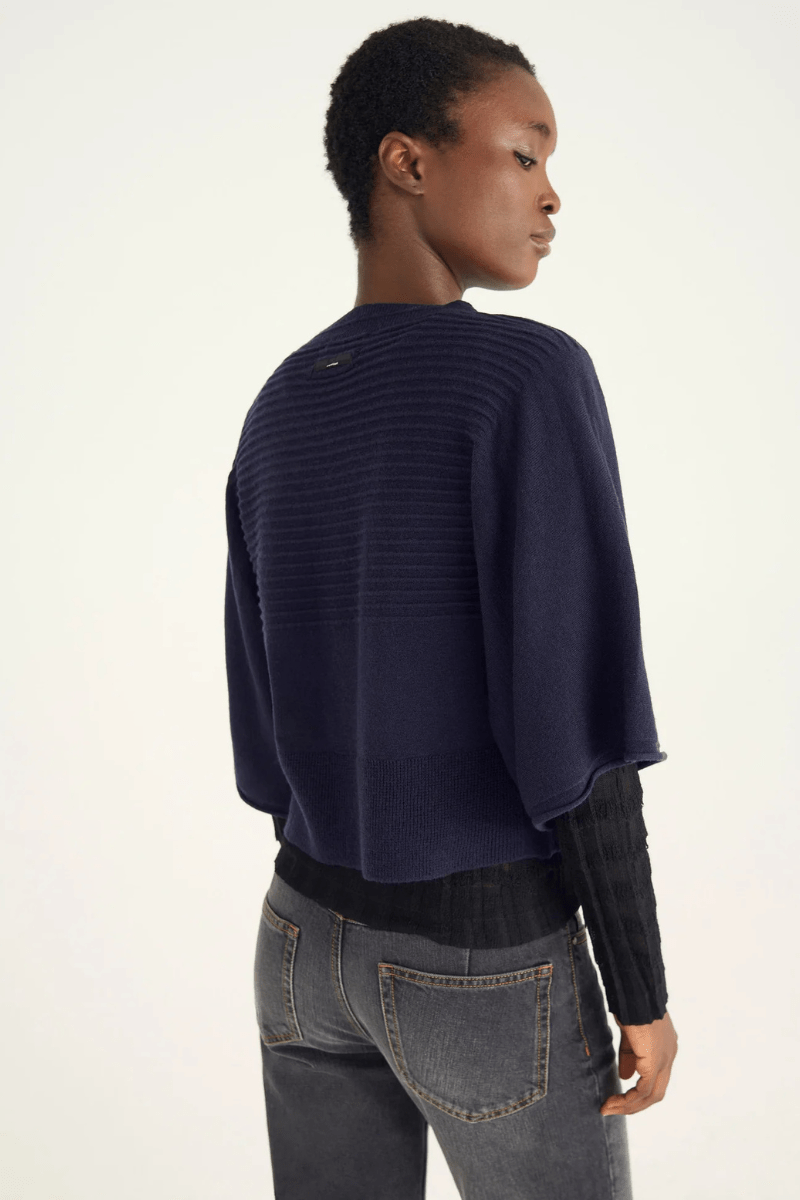 Sweater - Cotelac - Merino Wool Sweater in Sapphire - Archery Close