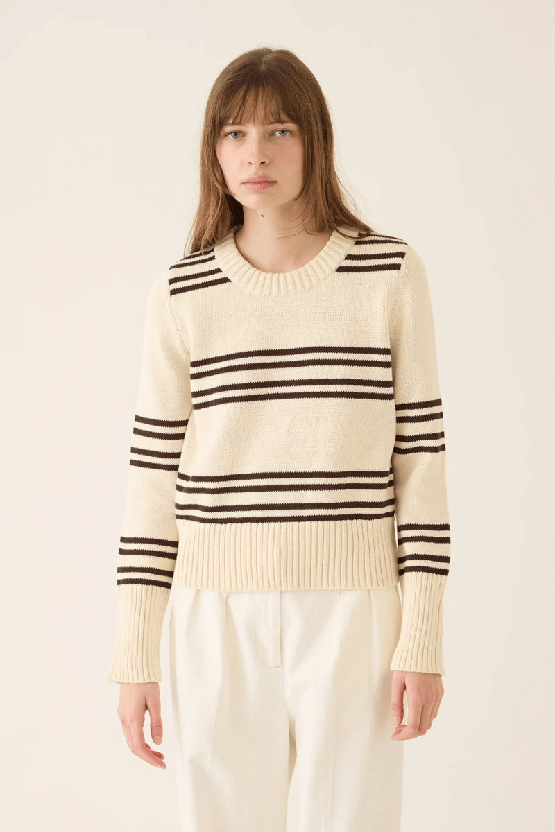 Sweater - DemyLee - Micha Double Stripe Cotton Sweater - Archery Close