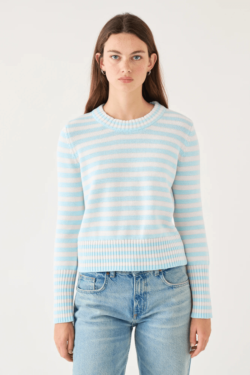 Sweater - DemyLee - Micha Striped Sweater in Glacier/Off White - Archery Close