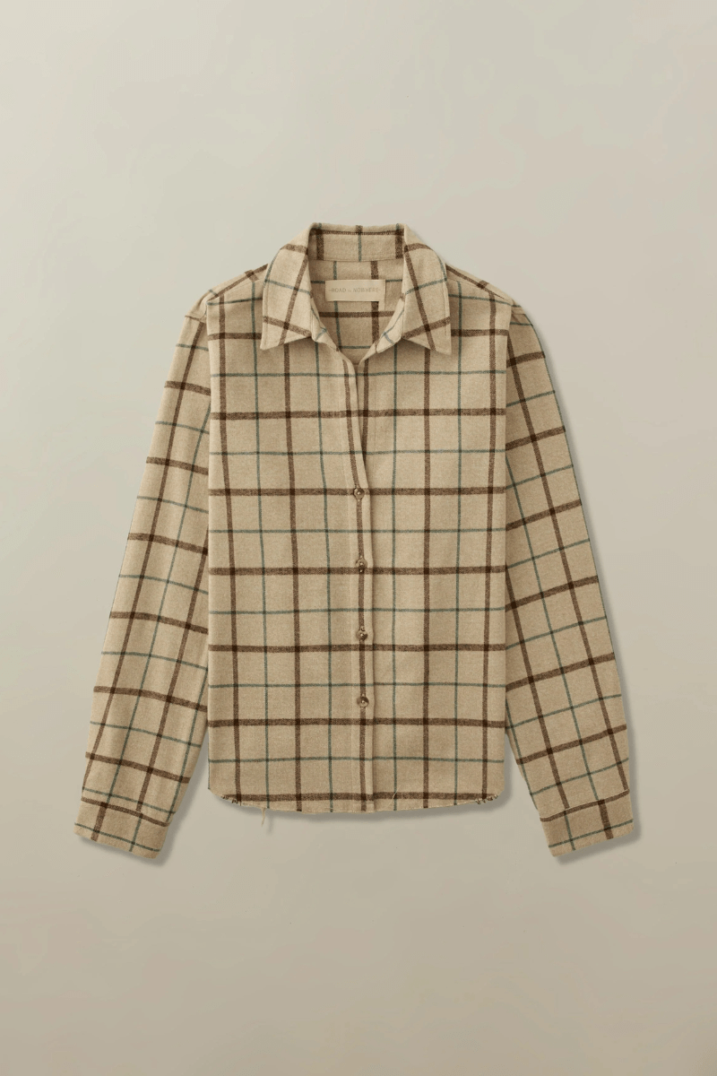 Shirts & Tops - Road to Nowhere Clothing - Mila Flannel in Oat Windowpane - Archery Close