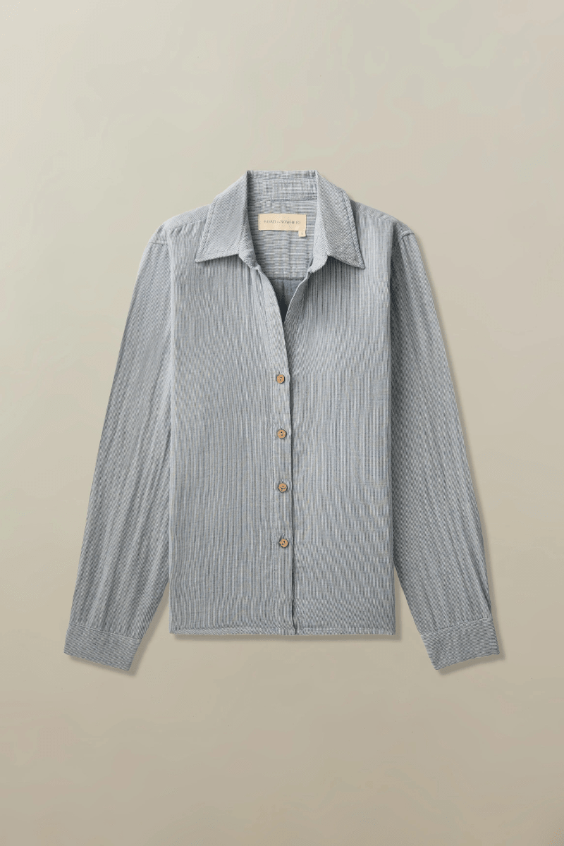 Shirts & Tops - Road to Nowhere Clothing - Mila Shirt in Denim Stripe - Archery Close