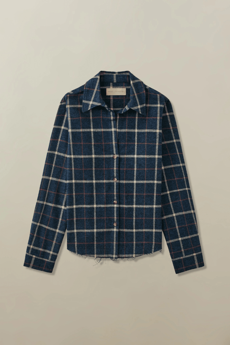 Shirts & Tops - Road to Nowhere Clothing - Mila Shirt in Indigo Windowpane - Archery Close