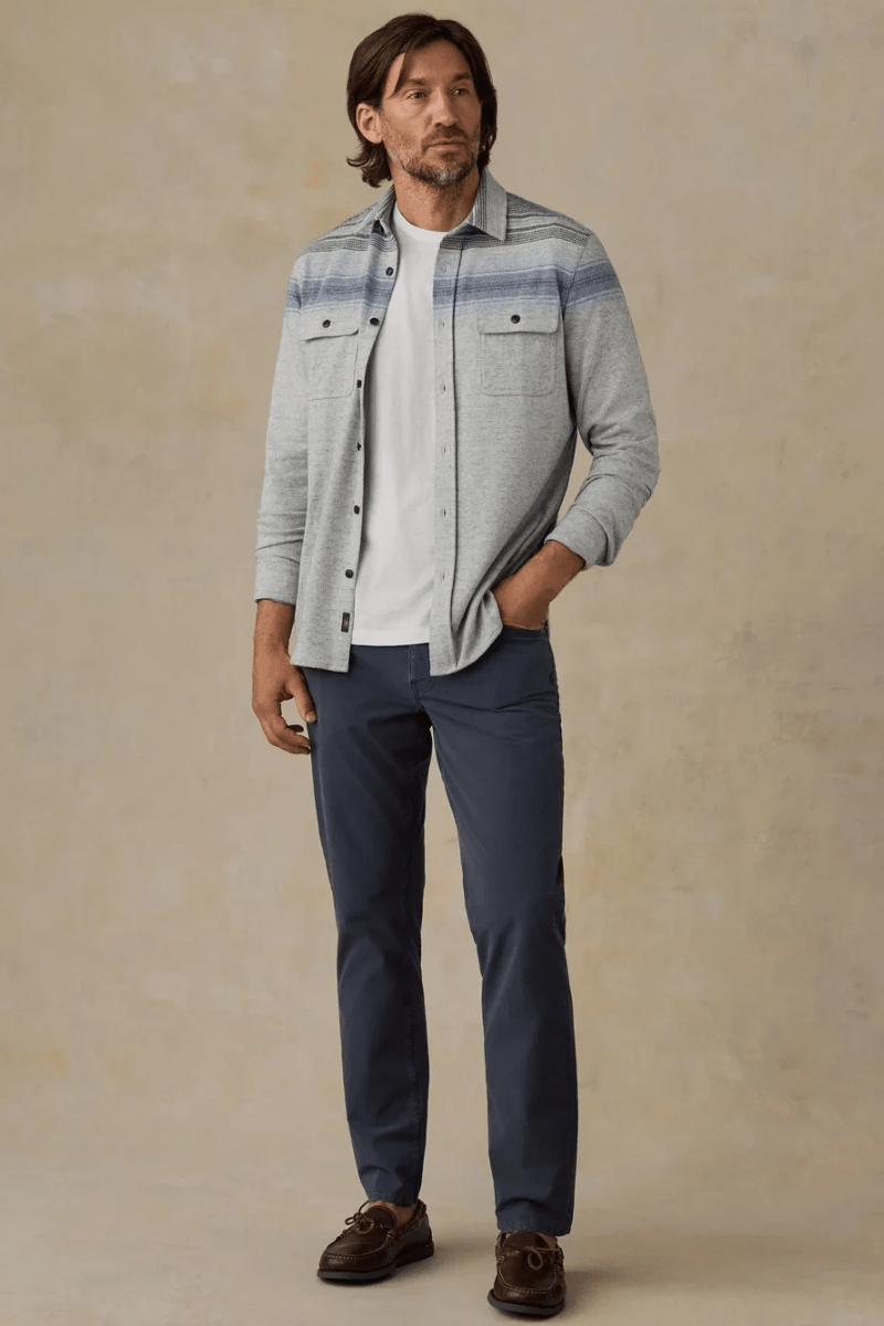 Pants - Faherty Brand - Movement Patina 5pocket pant in Blue Nights - Archery Close