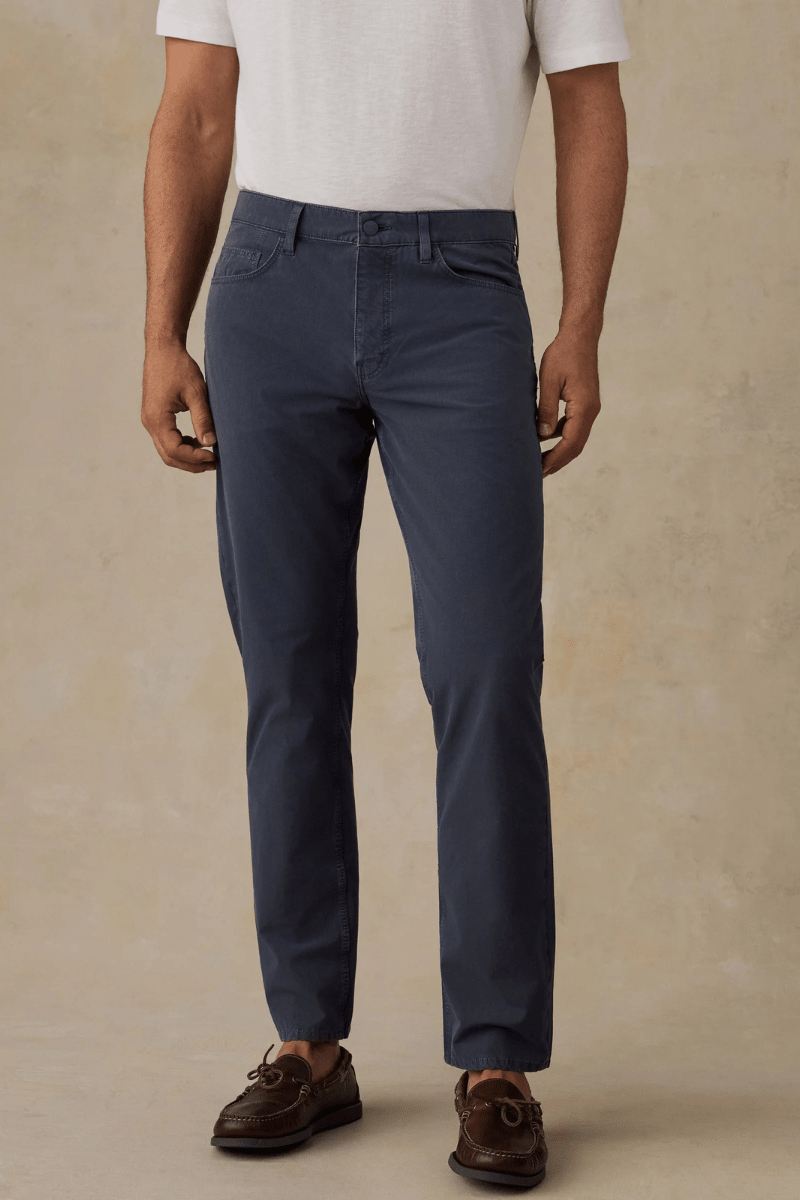 Pants - Faherty Brand - Movement Patina 5pocket pant in Blue Nights - Archery Close