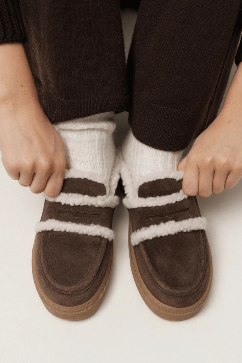 Shoes - Inuikii - Mule Wool in Dark Brown - Archery Close