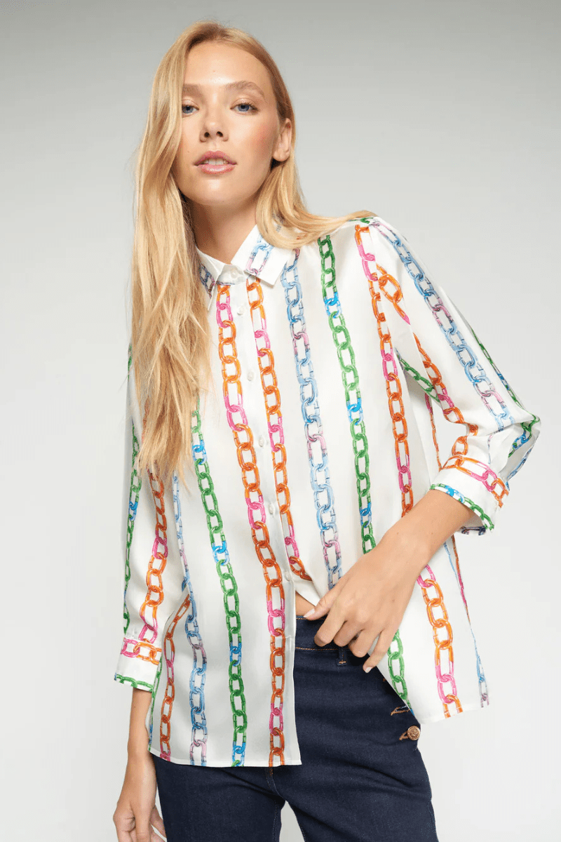 Shirts & Tops - Vilagallo - Multicolor Chain Print Shirt - Archery Close