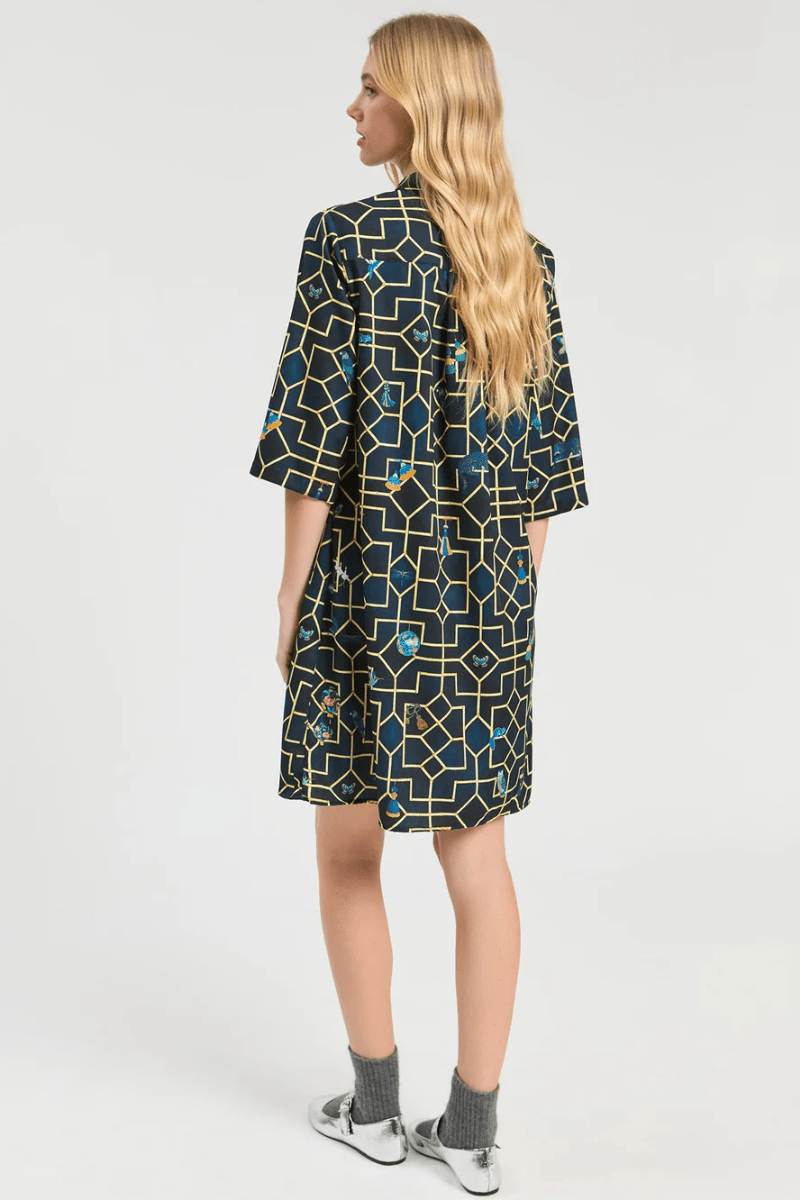 Dresses - Vilagallo - Navy Bamboo Dress - Archery Close