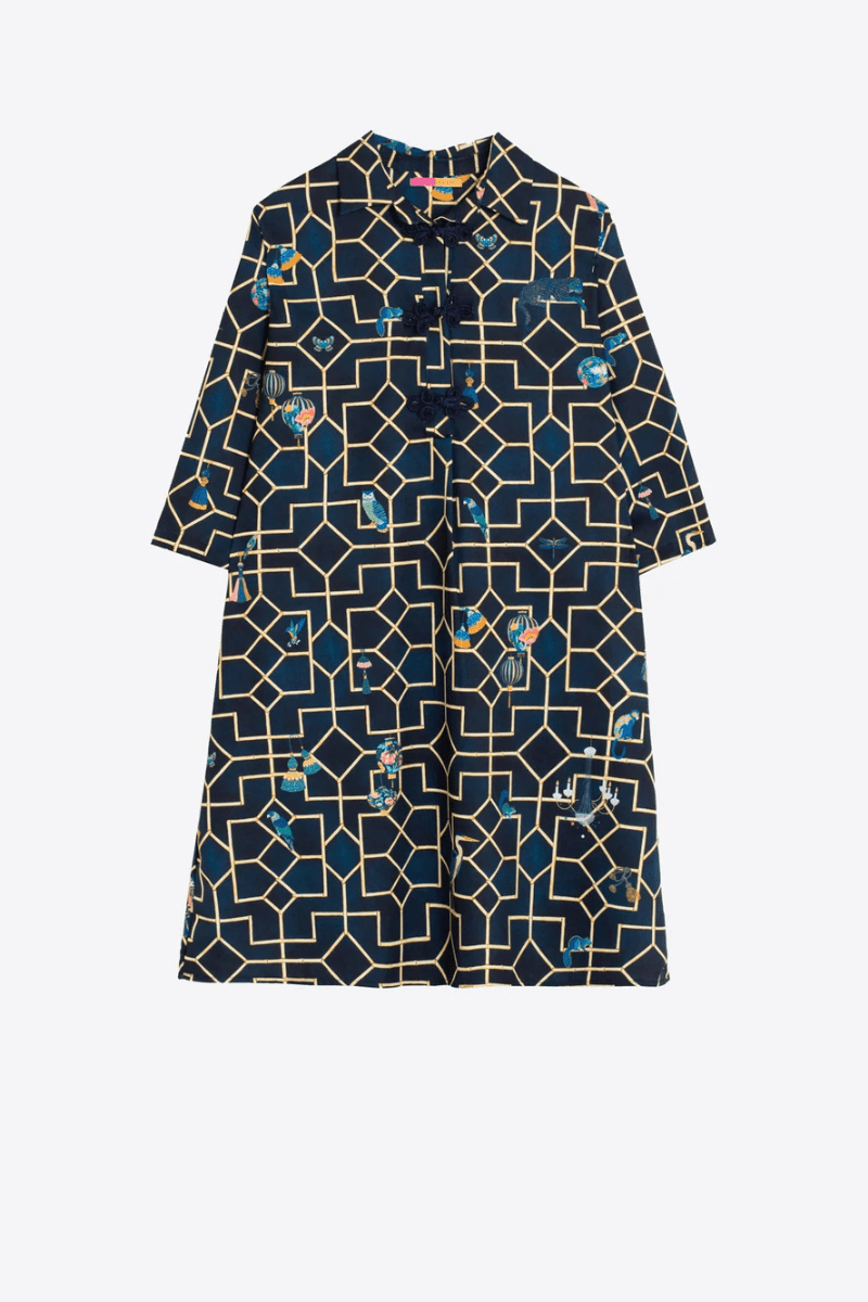 Dresses - Vilagallo - Navy Bamboo Dress - Archery Close