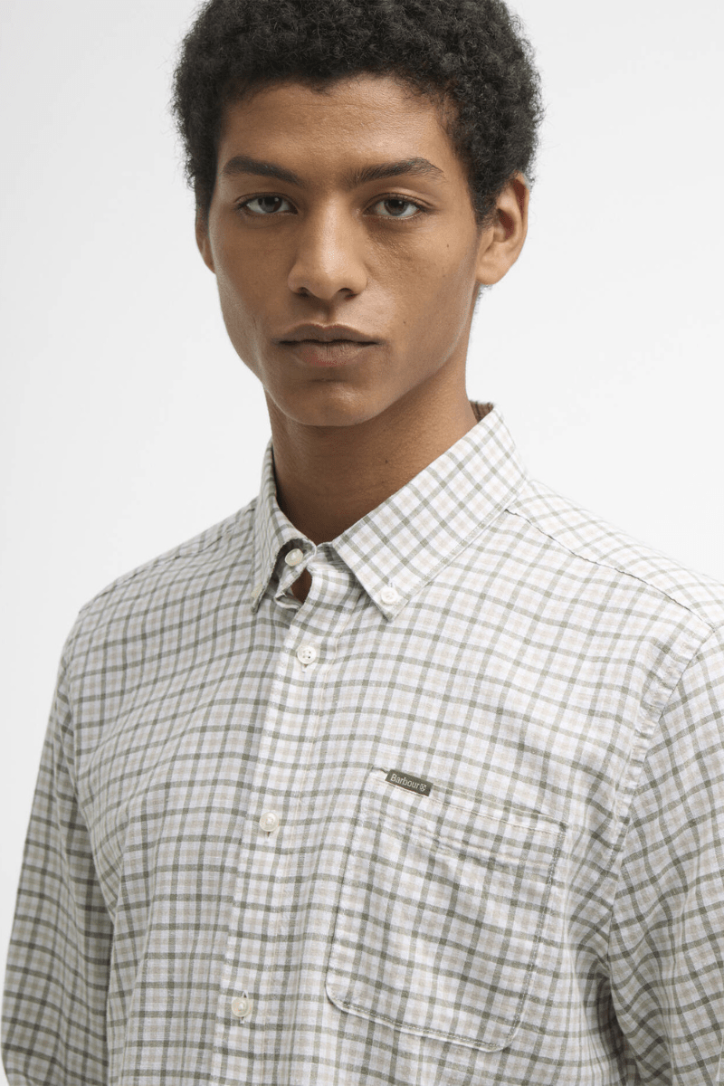 Shirts & Tops - Barbour - Nelson Long - Sleeved Tailored Shirt in Stone - Archery Close