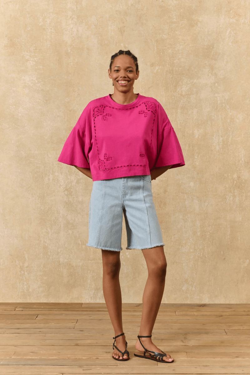 Shirts & Tops - Louise Misha - Neolar T-Shirt in Fuchsia - Archery Close