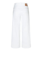 White pants with a brand logo on a white background