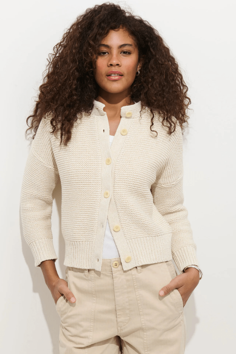 Sweater - Alex Mill - Nico Cardigan in Marled Ivory - Archery Close