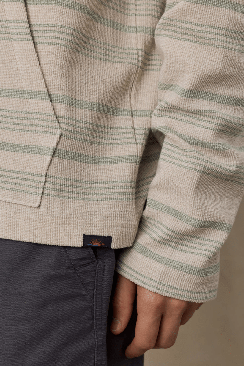 Sweatshirts - Faherty Brand - Oasis Hoodie in Sage Beach Stripe - Archery Close