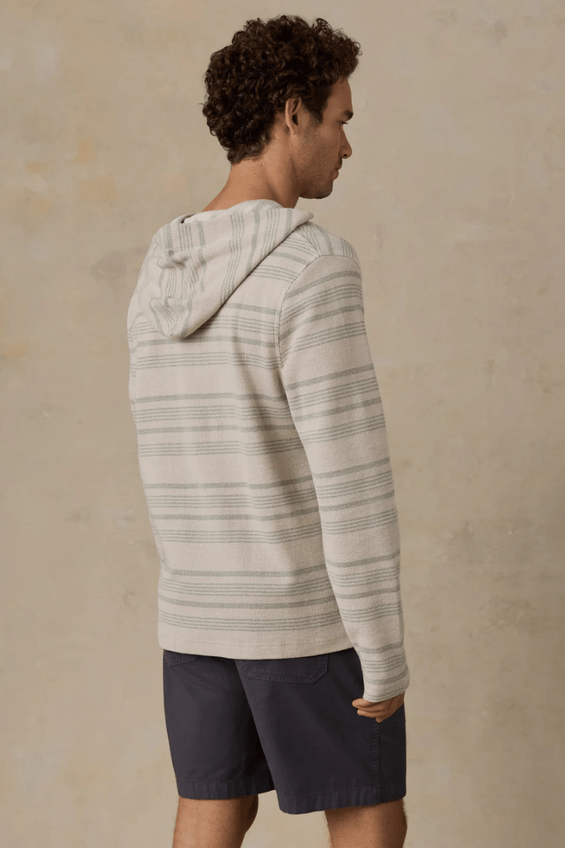 Sweatshirts - Faherty Brand - Oasis Hoodie in Sage Beach Stripe - Archery Close