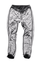Gray pants with black trim on a white background