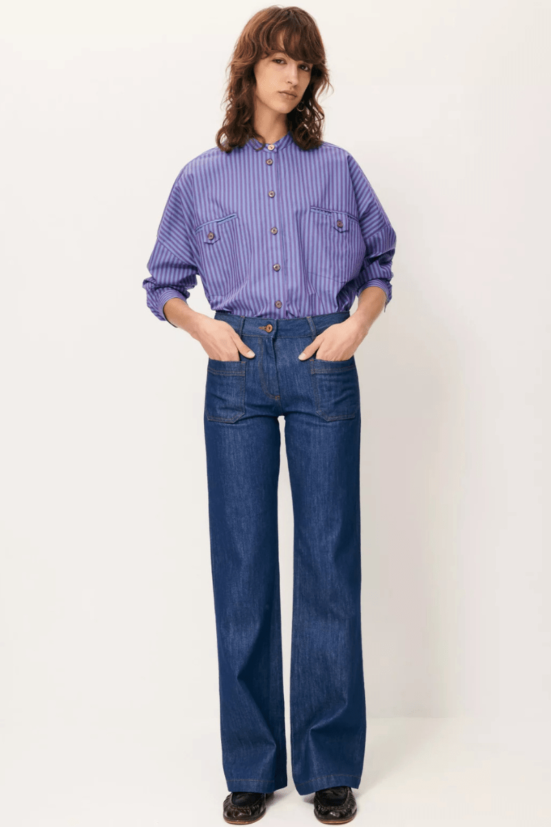 Shirts & Tops - Sessun - Orregia Blouse in Majesty Blue - Archery Close