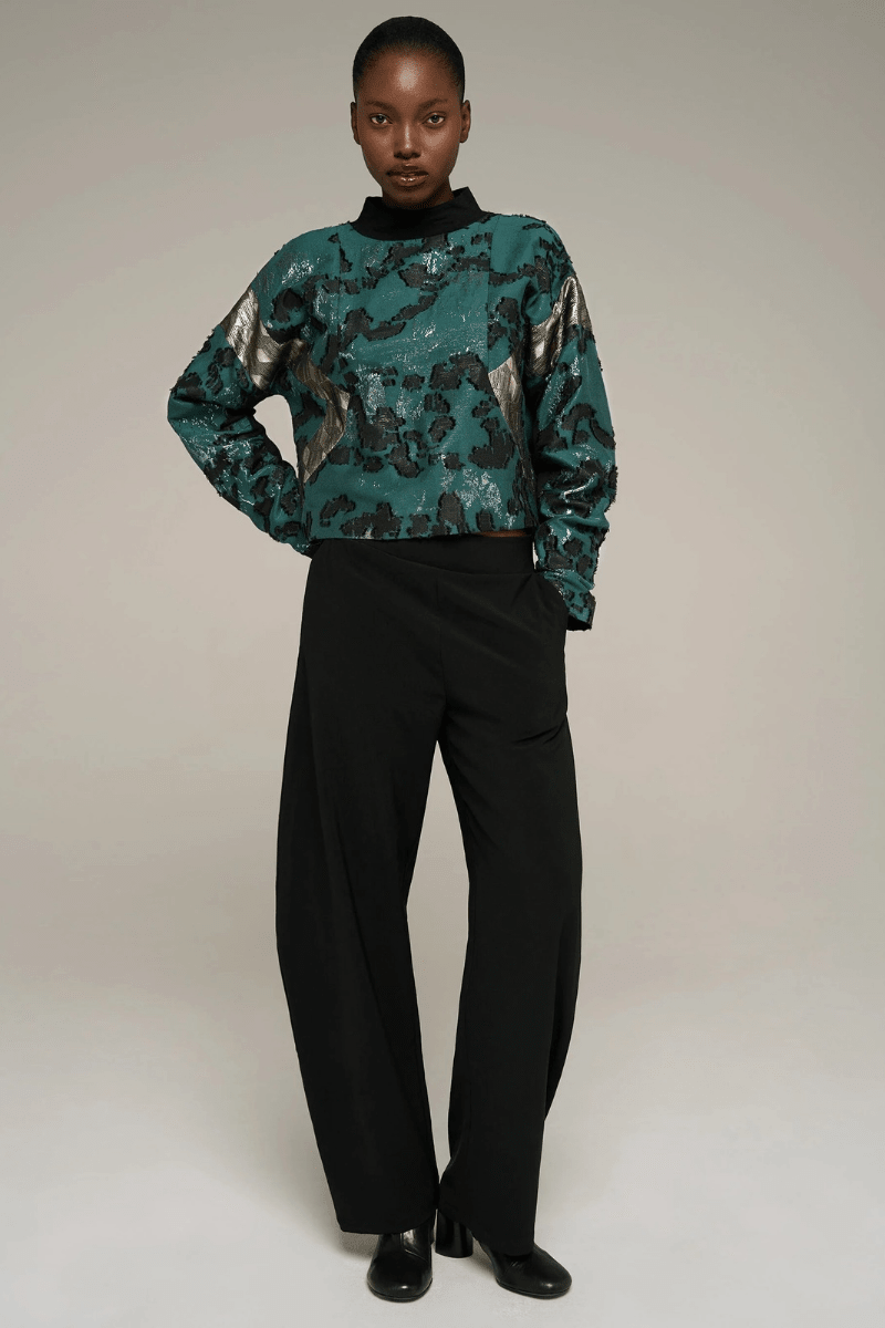 Shirts & Tops - Cotelac - Oversized high-neck long-sleeve blouse - Archery Close
