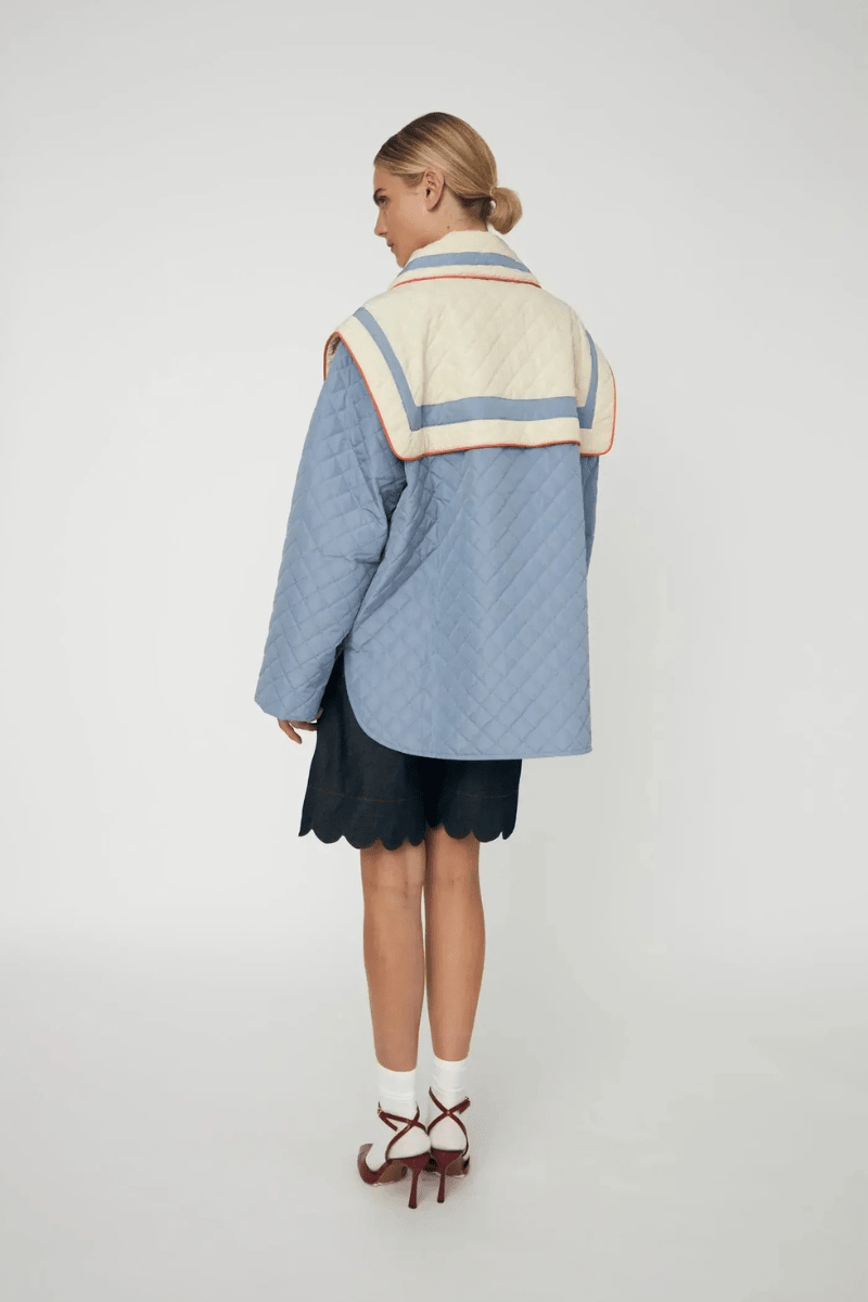 Outerwear - Stella Nova - Oversized Quilted Sailor Coat - Archery Close