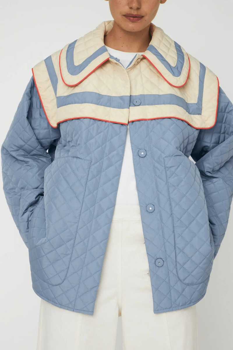 Outerwear - Stella Nova - Oversized Quilted Sailor Coat - Archery Close
