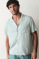 Shirts & Tops - Marine Layer - Pablo Tencel in Aqua Sardine Print - Archery Close