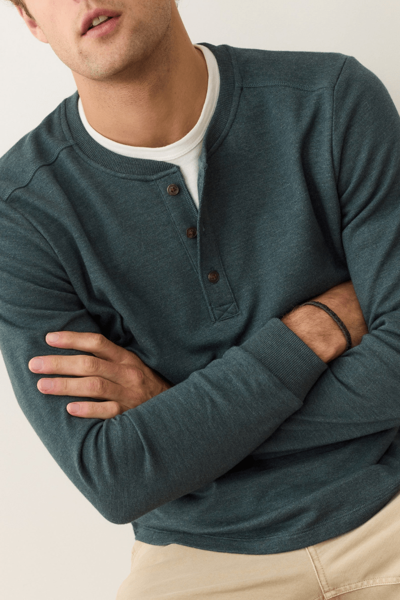 T-Shirt - Marine Layer - Pacifica Stretch Henley - Archery Close