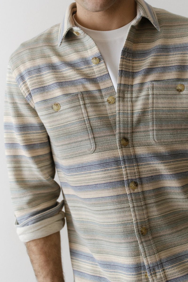 Plaid shirt worn by a person on a plain background