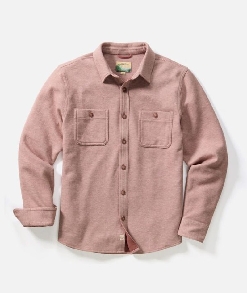 Shirts & Tops - Marine Layer - Pacifica Stretch Twill Overshirt in Faded Red - Archery Close