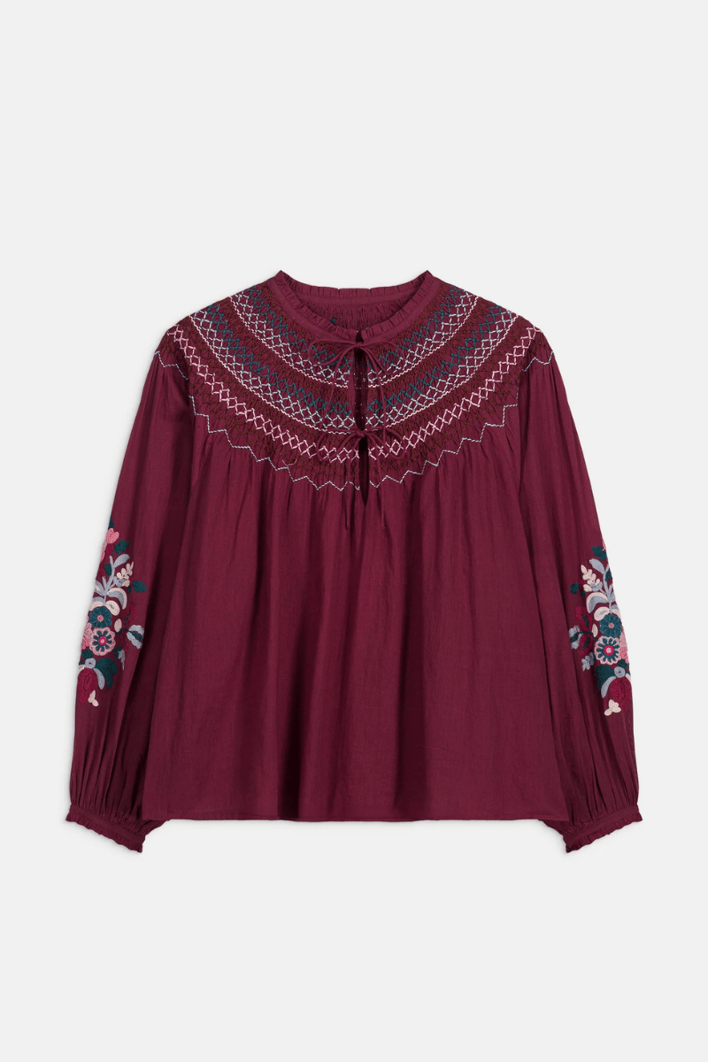 Shirts & Tops - Louise Misha - Pal Blouse in Burgundy - Archery Close